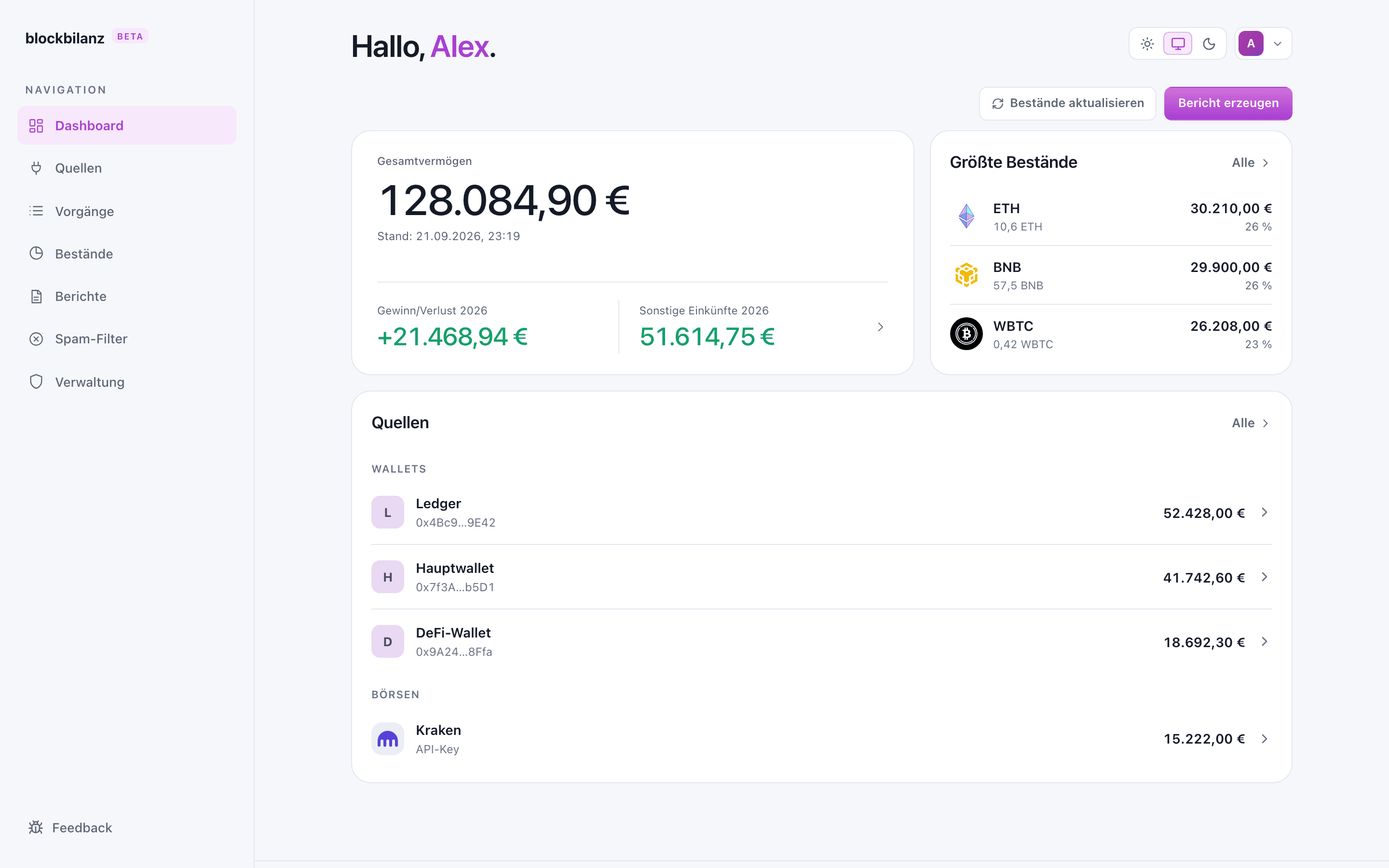 blockbilanz Dashboard
